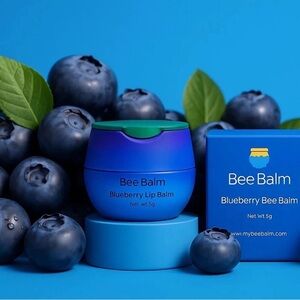 Bee Balm Blueberry Lip Balm in Blue Packaging